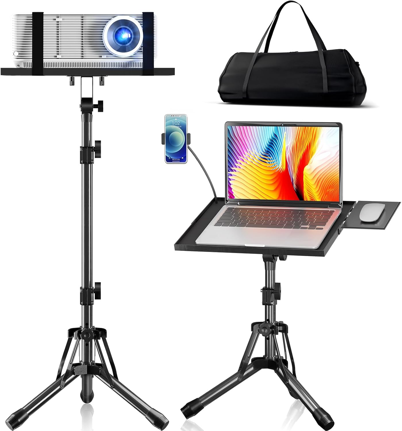 Adjustable Projector Stand 20-61in, Foldable Tripod 