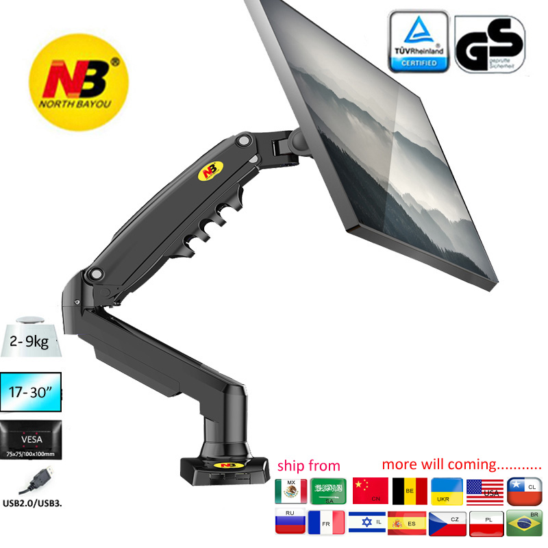 NB NEW F80 17-30' 2-9kg Dual Arm Air Press Gas Spring VESA 100x100 Monitor Desk Mount Stan